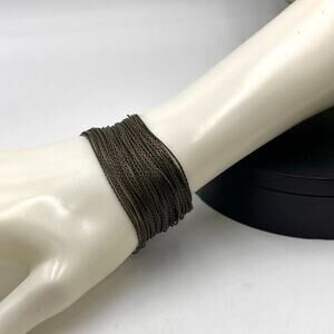 VCLM‎ Signed Vintage Dark Bronze Multi Strand Metal Chain Bracelet